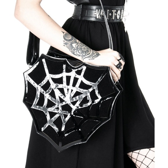 Restyle Handbags - NEW restyle spider web heart goth velvet handbag